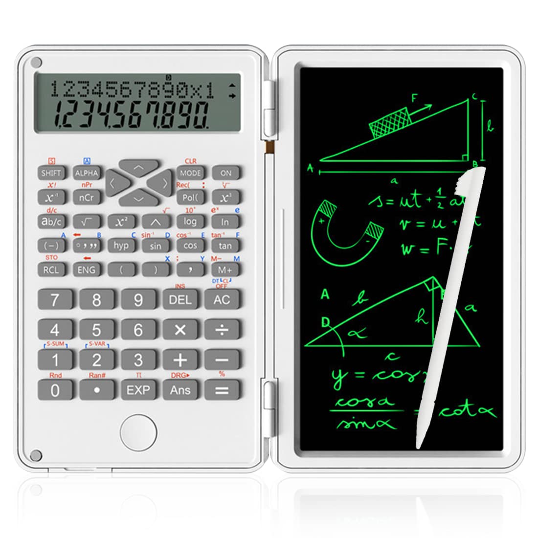 HASTHIP 2 in 1 Calculator with Erasable LCD Writing Pad, Double Row Number Large Display Desktop Calculators, Multi-Function Calculator Notepad for School Calculating (White) HASTHIP 2 in 1 Calculator with Erasable LCD Writing Pad, Double Row Number Large Display Desktop Calculators, Multi-Function Calculator Notepad for School Calculating (White)